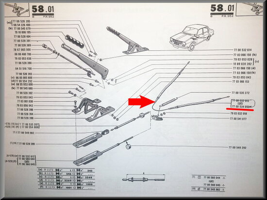 Handremkabel achter R12 Gordini-R17 TS