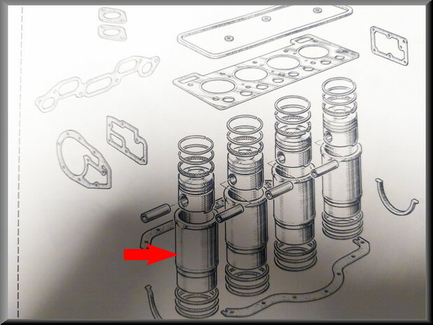 Cilindervoering 810 motor (1300 CC R12, R4,R5,R6 R8 en R10).