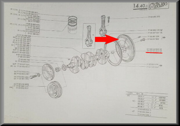 Flywheel (diameter 25 cm, axle hole 46 mm, large crankshaft)