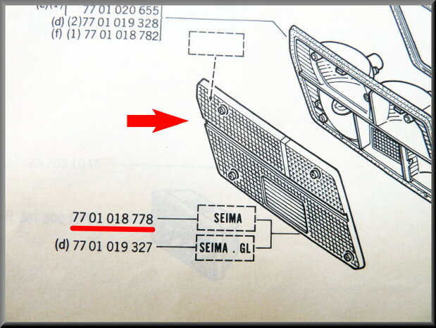 Achterlicht reflector links (Seima, New Old Stock)